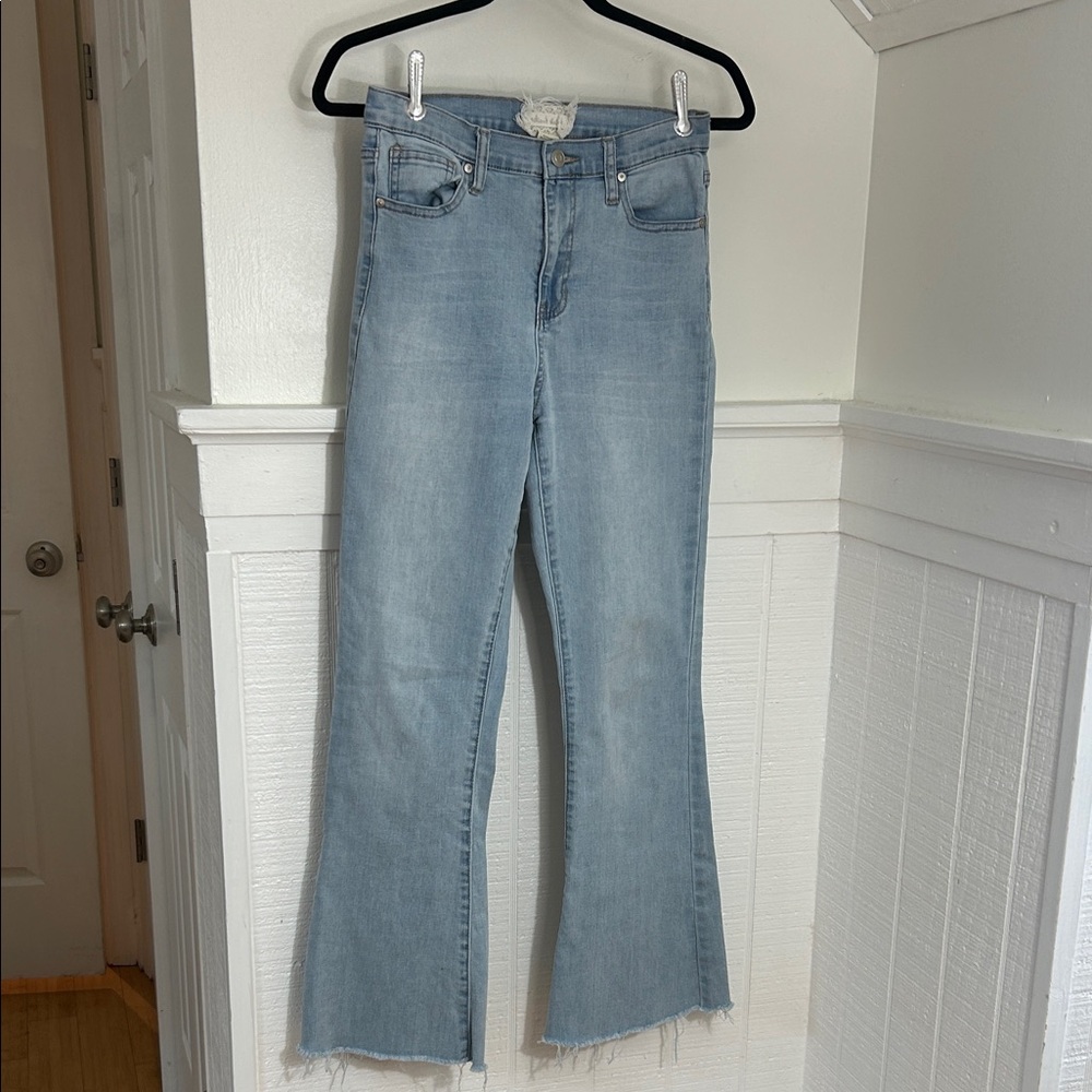 Altar’d State Light Wash High Rise Flare Jeans size 27, Tuscan mom style